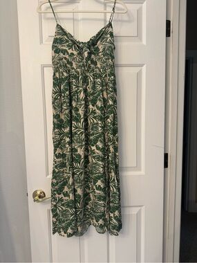 Green and Cream Tropical Print Maxi Dress, size Large